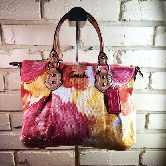 Euc Rare Coach Ashley Floral Multi-Colored Shoulder Bag/Satchel Purse - Picture 2 of 14